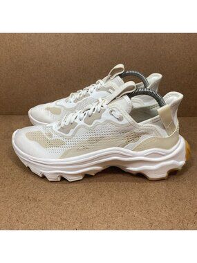 Sorel Womens White & Beige Kinetic Breakthru Day Tech Lace Sneakers Size 9